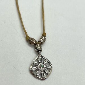 Silpada Sterling Silver Starlight CZ Flower Corded Necklace